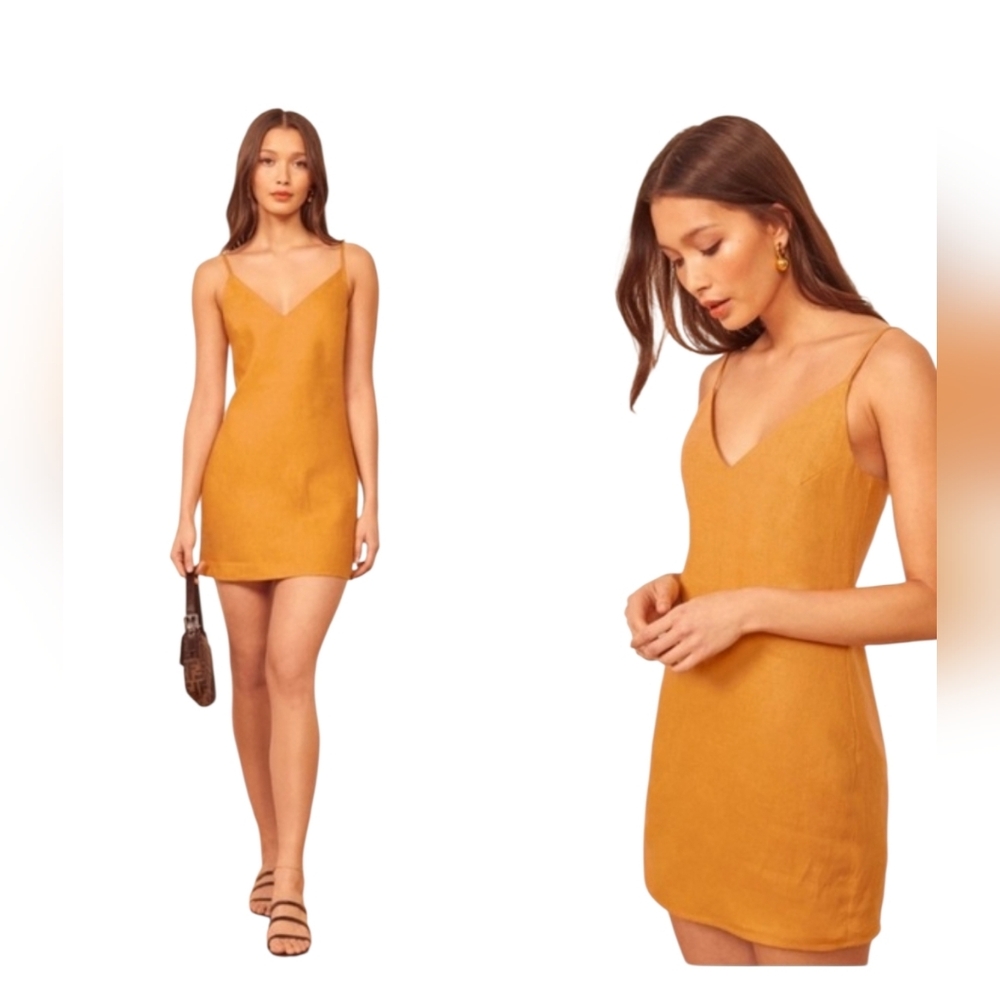 Reformation Riverside Linen Sleeveless Mini Dress